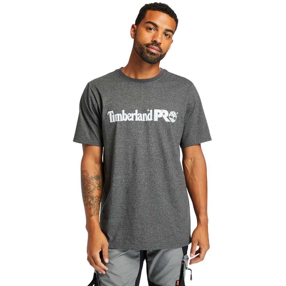 Camisetas Masculino - Timberland Pro® Short Sleeve Base Plate Wicking Logo - THDUK9374 - Cinzentas E